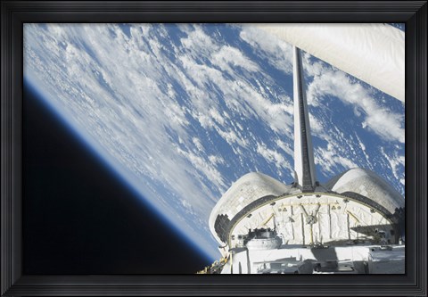 Framed Partial view of Space Shuttle Endeavour Backdropped against Earth Print