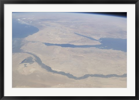 Framed Aerial view of the Egypt and the Sinai Peninsula along with part of the Mediterranean Sea and Red Sea Print