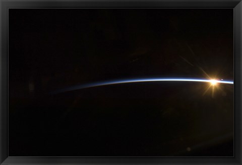 Framed Sunrise as viewed in Space Print