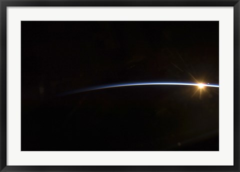 Framed Sunrise as viewed in Space Print