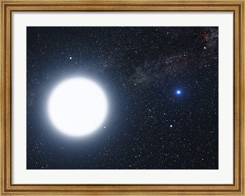 Framed Artist&#39;s Concept Showing the Binary star System of Sirius A and Sirius B Print