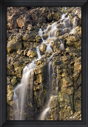 Framed Brine Falls from Volcanic Rock Drop off to a Runoff Stream Print