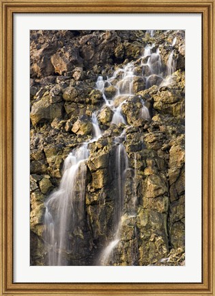 Framed Brine Falls from Volcanic Rock Drop off to a Runoff Stream Print