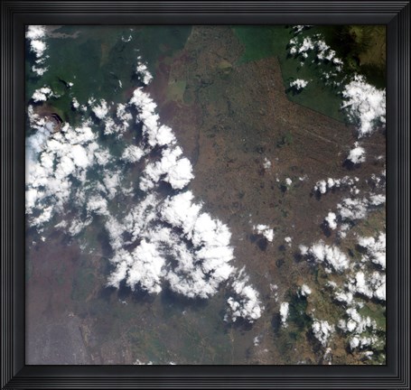 Framed Small Plume Rises from Nyiragongo Volcano in the Democratic Republic of the Congo Print