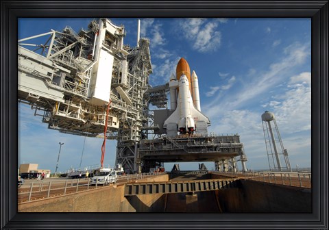 Framed view Space Shuttle Atlantis on Launch Pad 39A at the Kennedy Space Center Print