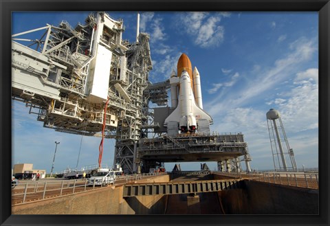 Framed view Space Shuttle Atlantis on Launch Pad 39A at the Kennedy Space Center Print