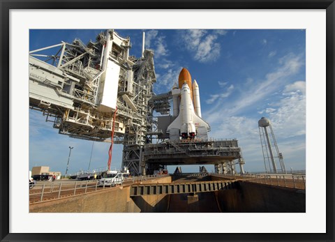 Framed view Space Shuttle Atlantis on Launch Pad 39A at the Kennedy Space Center Print