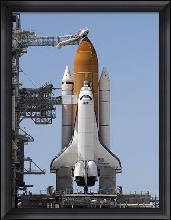 Framed Space Shuttle Endeavour sits ready on the Launch Pad at Kennedy Space Center Print