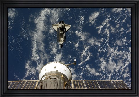 Framed Space Shuttle Endeavour and a Soyuz spacecraft Print