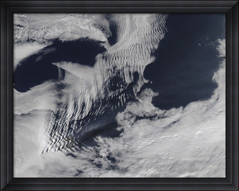 Framed Ship-Wave-Shaped Clouds in the South Indian Ocean Print
