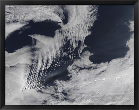 Framed Ship-Wave-Shaped Clouds in the South Indian Ocean Print