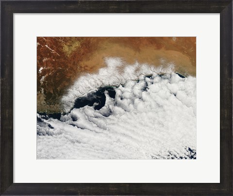 Framed Unusual Cloud Formations Crowd the Coastline of Australia Print