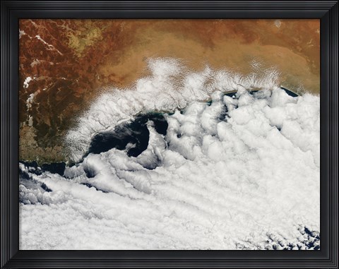 Framed Unusual Cloud Formations Crowd the Coastline of Australia Print