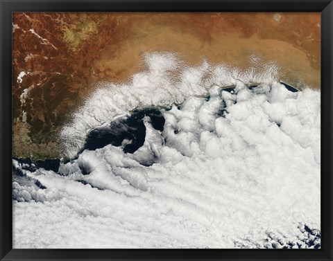 Framed Unusual Cloud Formations Crowd the Coastline of Australia Print