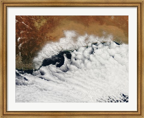 Framed Unusual Cloud Formations Crowd the Coastline of Australia Print