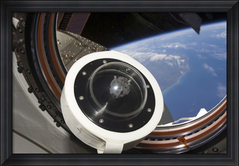 Framed moon rock floats aboard the International Space Station Print