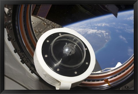 Framed moon rock floats aboard the International Space Station Print