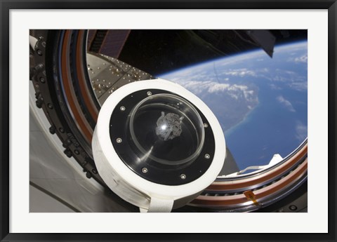 Framed moon rock floats aboard the International Space Station Print