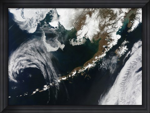 Framed Alaskan Peninsula and Aleutian Islands Print