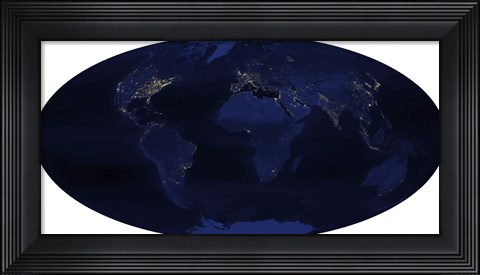 Framed Earth's Human-Generated Nighttime Lights for the Calendar Year 2003 Print