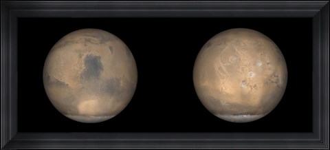 Framed Global Views of Mars in late Northern Summer Print