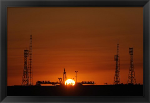 Framed Soyuz Launch Pad at the Baikonur Cosmodrome in Kazakhstan Print