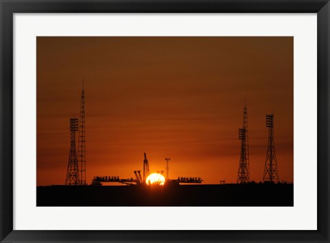 Framed Soyuz Launch Pad at the Baikonur Cosmodrome in Kazakhstan Print