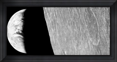 Framed View of the Moon and Earth Taken by Lunar Orbiter 1 Print