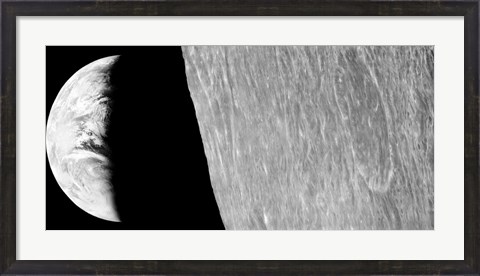 Framed View of the Moon and Earth Taken by Lunar Orbiter 1 Print