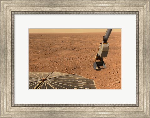 Framed Phoenix Mars Lander&#39;s Solar Panel and the Lander&#39;s Robotic Arm with a Sample in the Scoop Print
