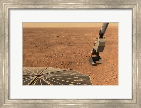 Framed Phoenix Mars Lander&#39;s Solar Panel and the Lander&#39;s Robotic Arm with a Sample in the Scoop Print