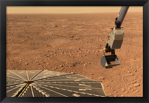 Framed Phoenix Mars Lander&#39;s Solar Panel and the Lander&#39;s Robotic Arm with a Sample in the Scoop Print