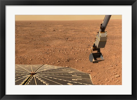 Framed Phoenix Mars Lander&#39;s Solar Panel and the Lander&#39;s Robotic Arm with a Sample in the Scoop Print