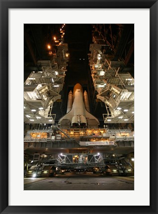 Framed Space Shuttle Endeavour Inside the Vehicle Assembly Building at Kennedy Space Center Print