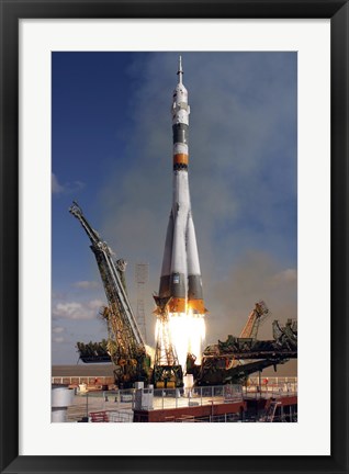 Framed Soyuz TMA-13 Spacecraft Launches from the Baikonur Cosmodrome in Kazakhstan Print