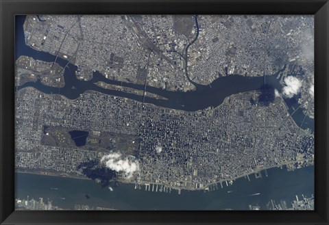 Framed Manhattan Island and its Easily Recognizable Central Park Print