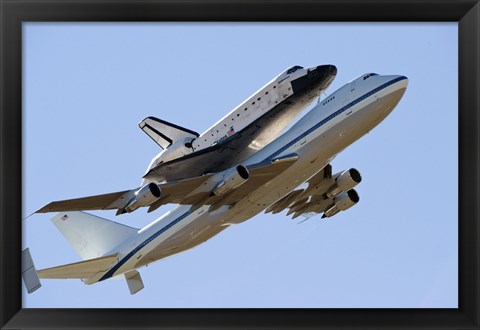 Framed Space Shuttle Endeavour Mounted on a  Modified Boeing 747 Shuttle Carrier Aircraft Print