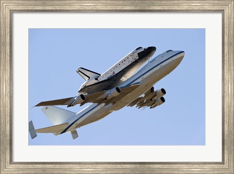 Framed Space Shuttle Endeavour Mounted on a  Modified Boeing 747 Shuttle Carrier Aircraft Print