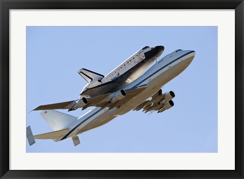 Framed Space Shuttle Endeavour Mounted on a  Modified Boeing 747 Shuttle Carrier Aircraft Print