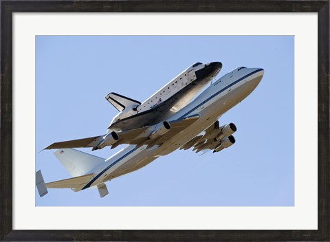 Framed Space Shuttle Endeavour Mounted on a  Modified Boeing 747 Shuttle Carrier Aircraft Print