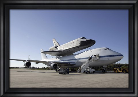 Framed Space Shuttle Endeavour Mounted on a Boeing 747 Print
