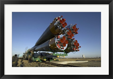 Framed Soyuz Rocket is Rolled out to the Launch Pad at the Baikonur Cosmodrome in Kazakhstan Print