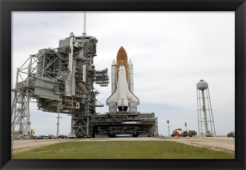 Framed Space Shuttle Atlantis comes to a Stop on the Top of Launch Pad 39A at Kennedy Space Center Print