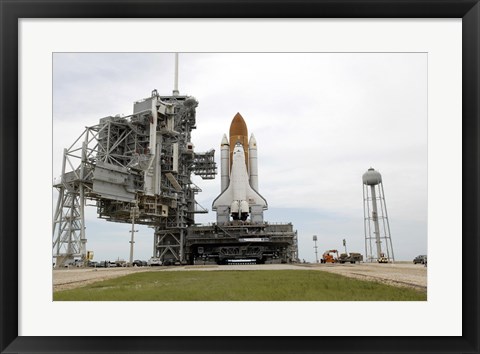 Framed Space Shuttle Atlantis comes to a Stop on the Top of Launch Pad 39A at Kennedy Space Center Print