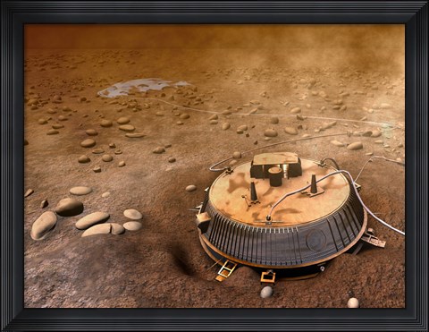 Framed Artist&#39;s Concept of the Area Surrounding the Huygens Landing Site Print