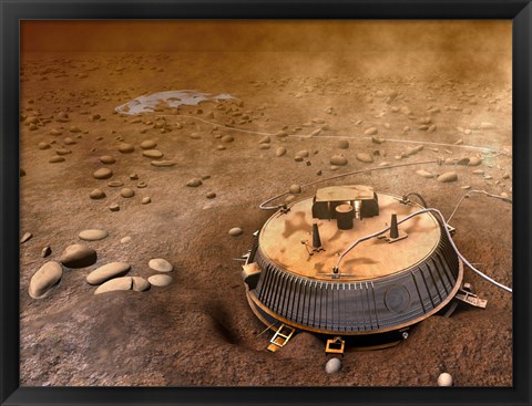 Framed Artist&#39;s Concept of the Area Surrounding the Huygens Landing Site Print