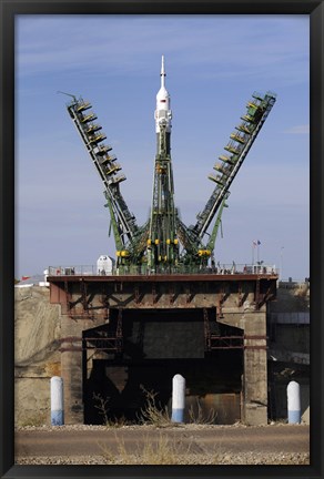 Framed Soyuz TMA-13 spacecraft Arrives at the Launch Pad at the Baikonur Cosmodrome in Kazakhstan Print