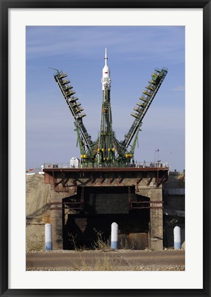 Framed Soyuz TMA-13 spacecraft Arrives at the Launch Pad at the Baikonur Cosmodrome in Kazakhstan Print