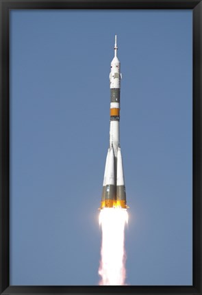 Framed Soyuz TMA-12 Spacecraft Lifts Off into a Cloudless Sky Print