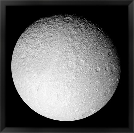 Framed South Pole of Saturn&#39;s Moon Tethys Print
